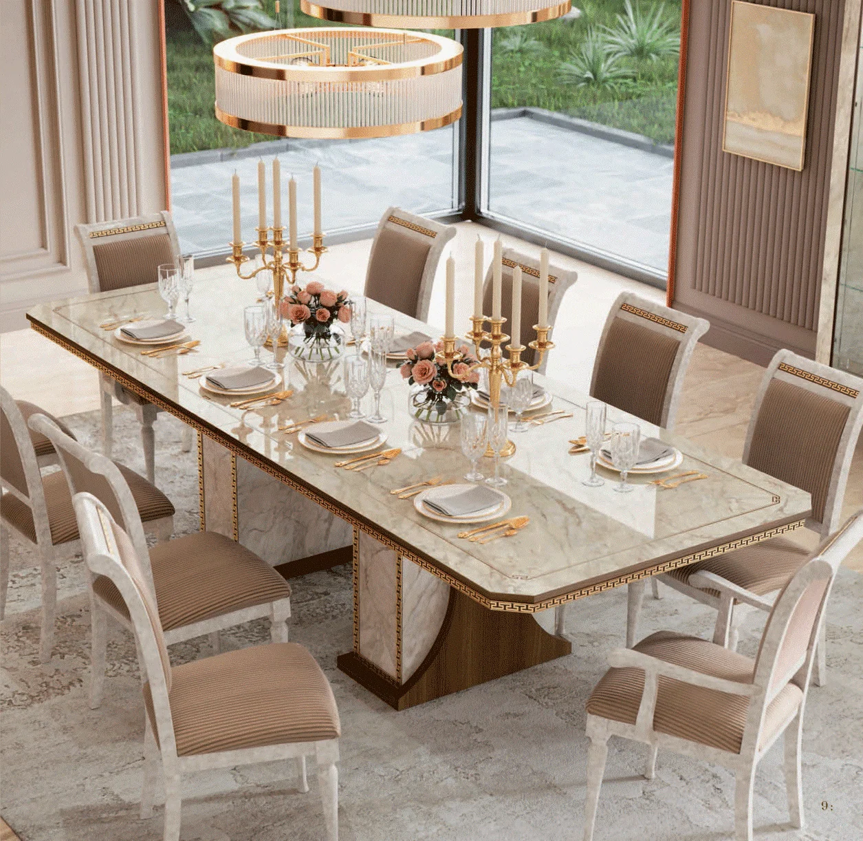 Romantica 7 Pc Dining Collection by ESF - Image 2