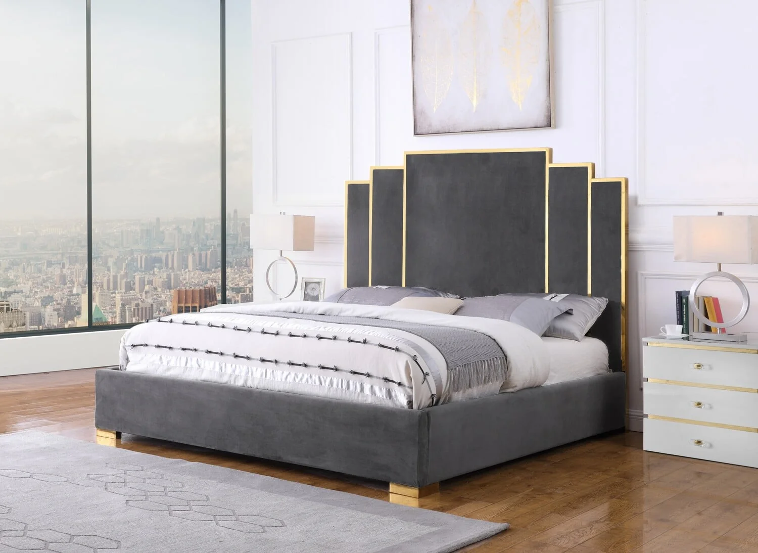 Roswell Velvet Platform Bed - 3 Color Options - Image 2