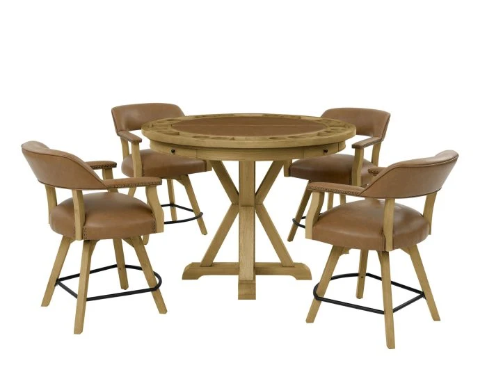 Rylie Folding Game Table Set Caramel Finish - Image 5