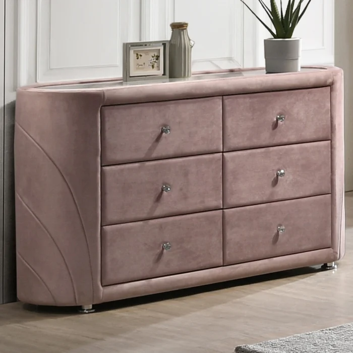 Salonia Pink Velvet Bedroom Set BD01183Q - Image 4