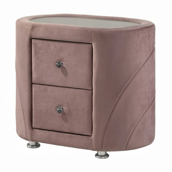 Salonia Pink Velvet Nightstand BD01184 - Image 2