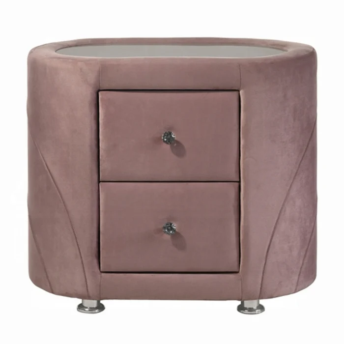Salonia Pink Velvet Nightstand BD01184 - Image 3