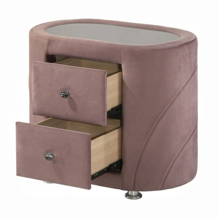 Salonia Pink Velvet Nightstand BD01184 - Image 4