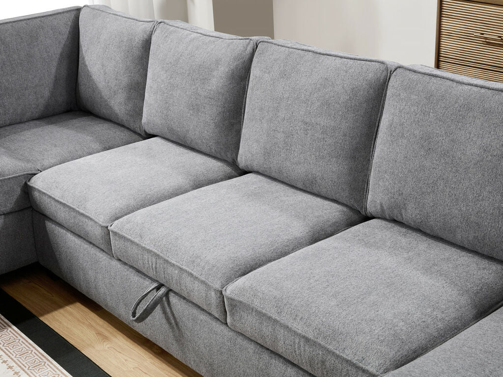 Samara Gray Chenille Storage Sectional 81620 - Image 6