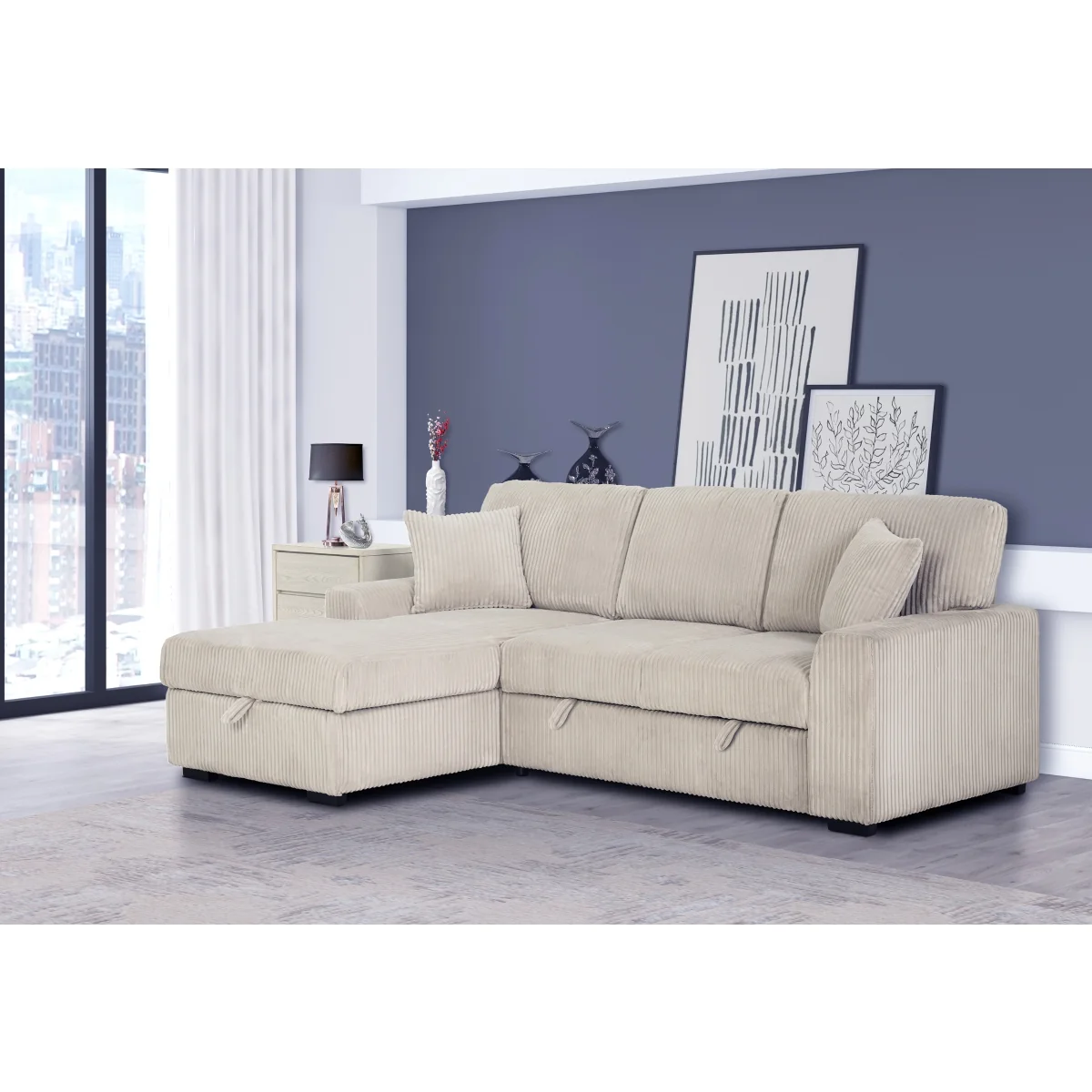 Sectional Sofa Sleeper + Storage - 5 Colors - Image 2