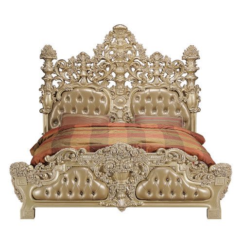 Seville Gold Finish Bedroom Collection - Intricately Carved - Image 2