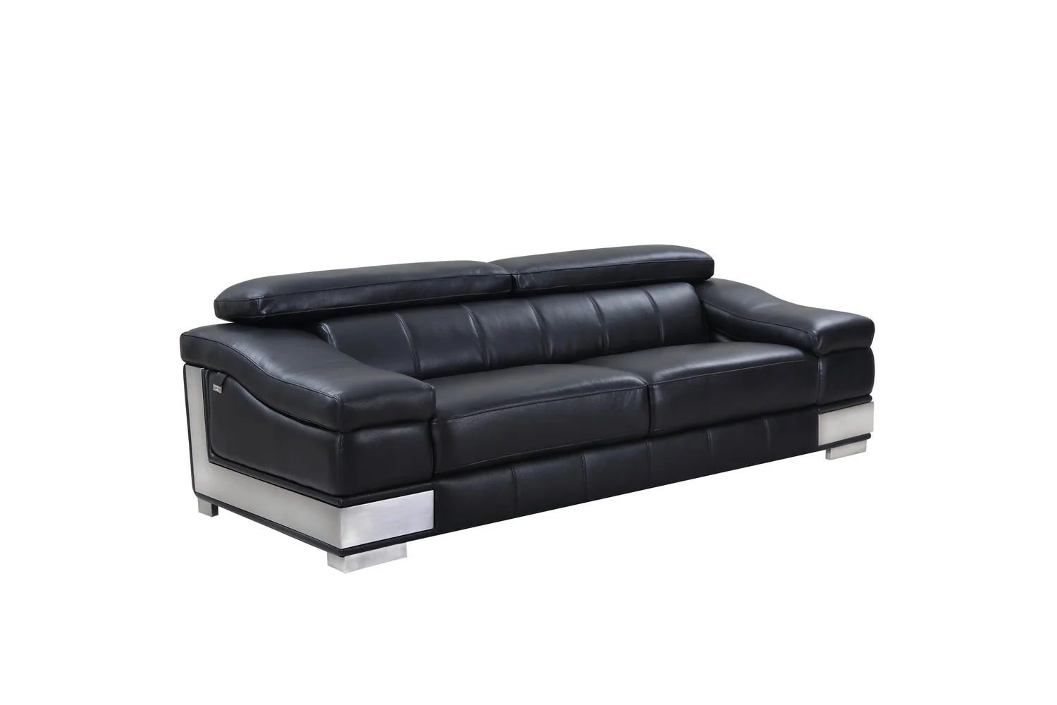 Global United 415 Italian Leather Sofa Collection - Black or Gray - Image 3