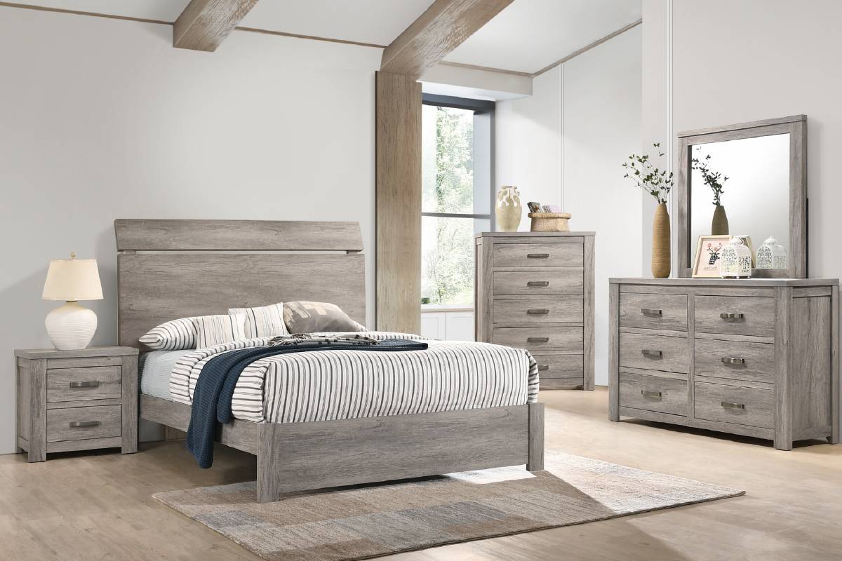 Poundex F9543 Shadow 4 Pc Bedroom Set - Eastern King Bed