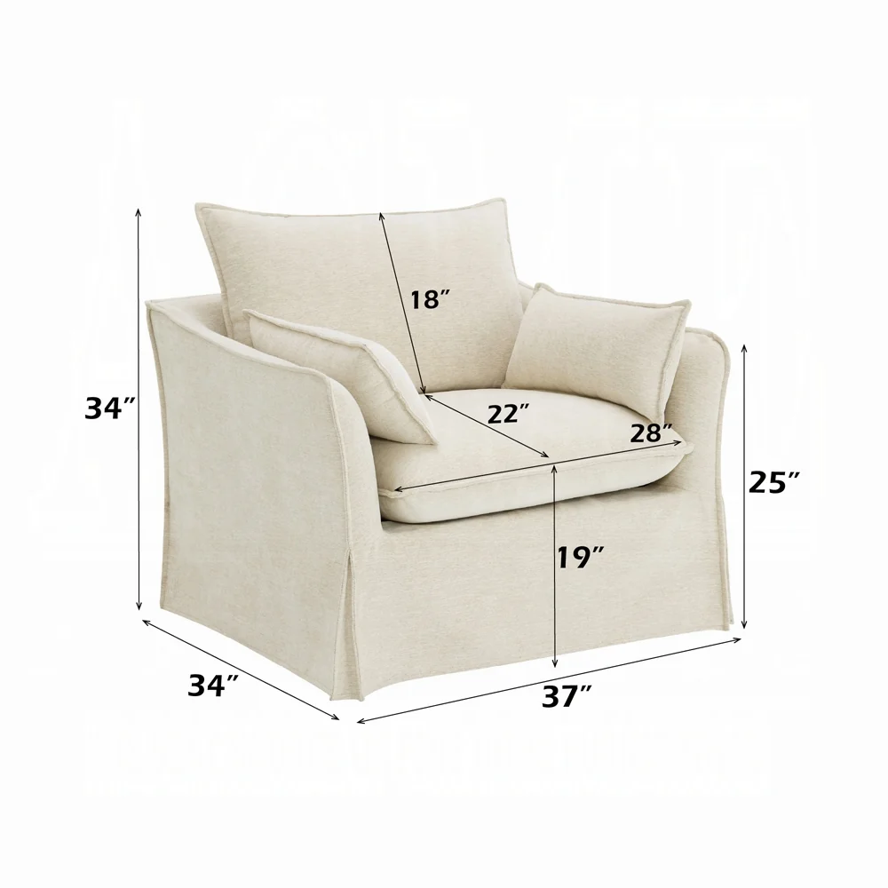 Shane Beige Linen Chair LV02912 - Image 6