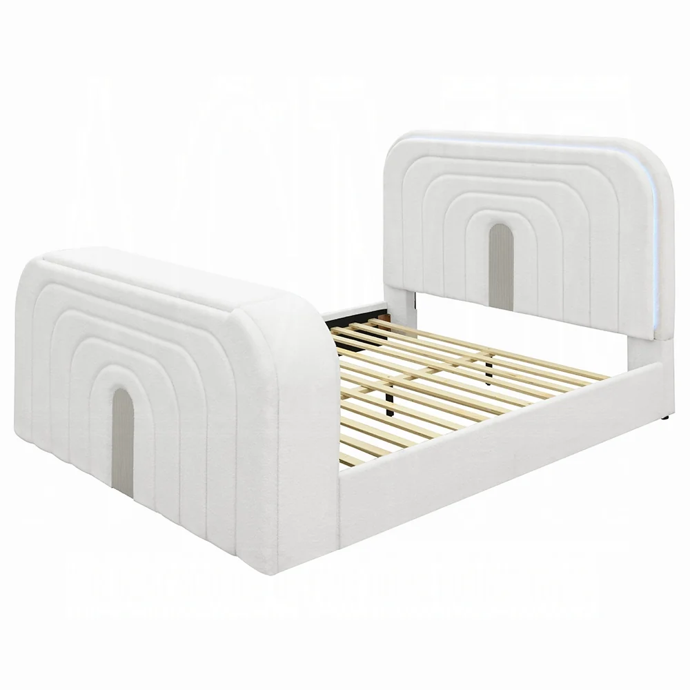 Shelyn Bed w/LED, TV Cabinet, Fireplace & Bluetooth - Image 5