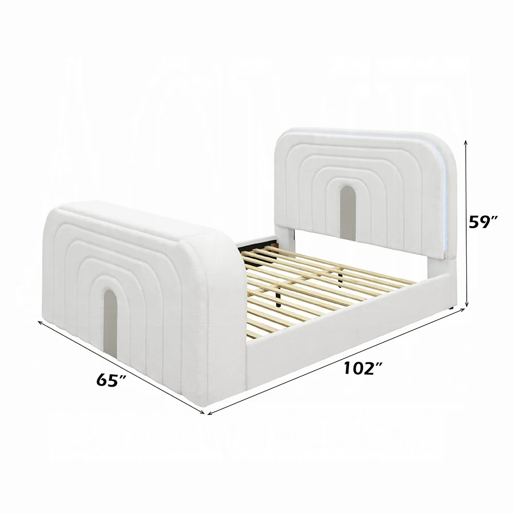 Shelyn Bed w/LED, TV Cabinet, Fireplace & Bluetooth - Image 9