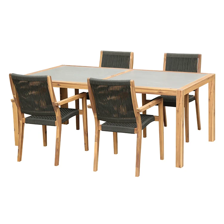 Sienna & Madsen 5 Pc Eucalyptus Dining Set - Armen Living - Image 2