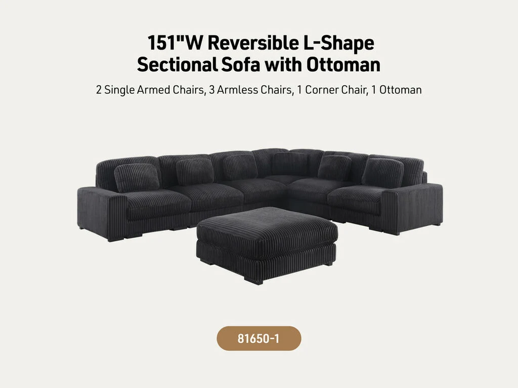 Sloane Charcoal Corduroy Modular Sectional - Image 4