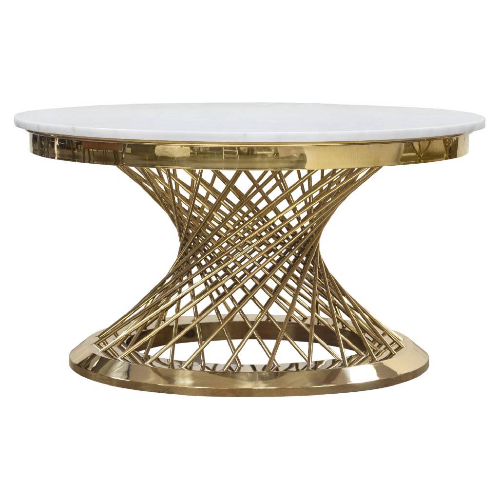 Solstice Genuine Marble Coffee Table - Polished Gold - Image 2
