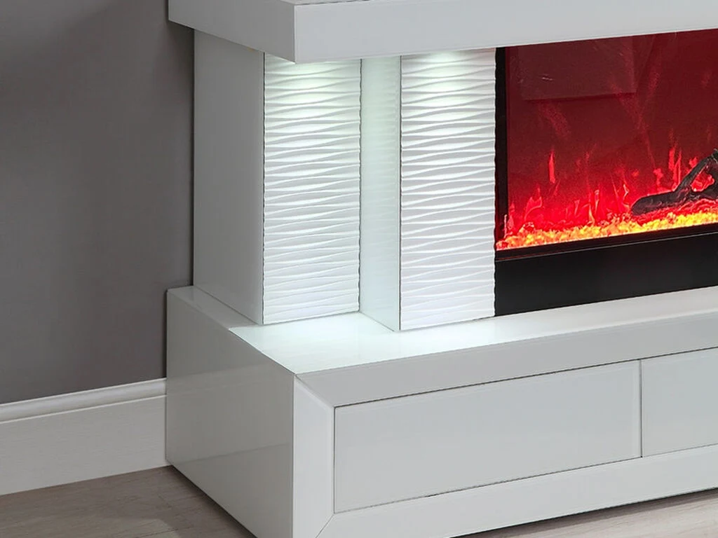 Spencer White Finish TV Stand w/Fireplace & Speaker - Image 6