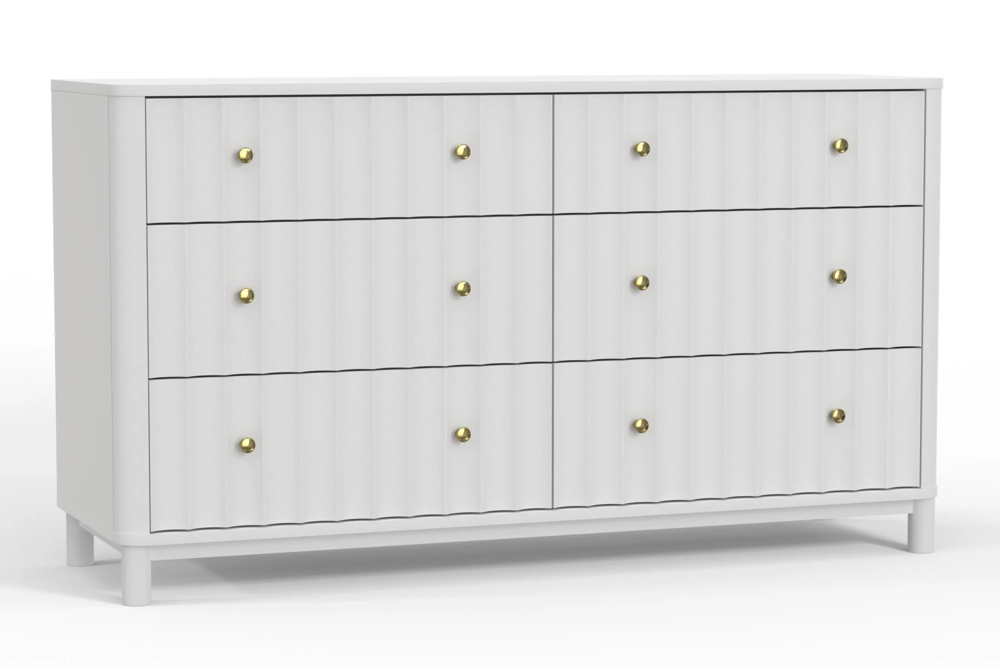 Stapleton White 6 Drawer Dresser - Image 3