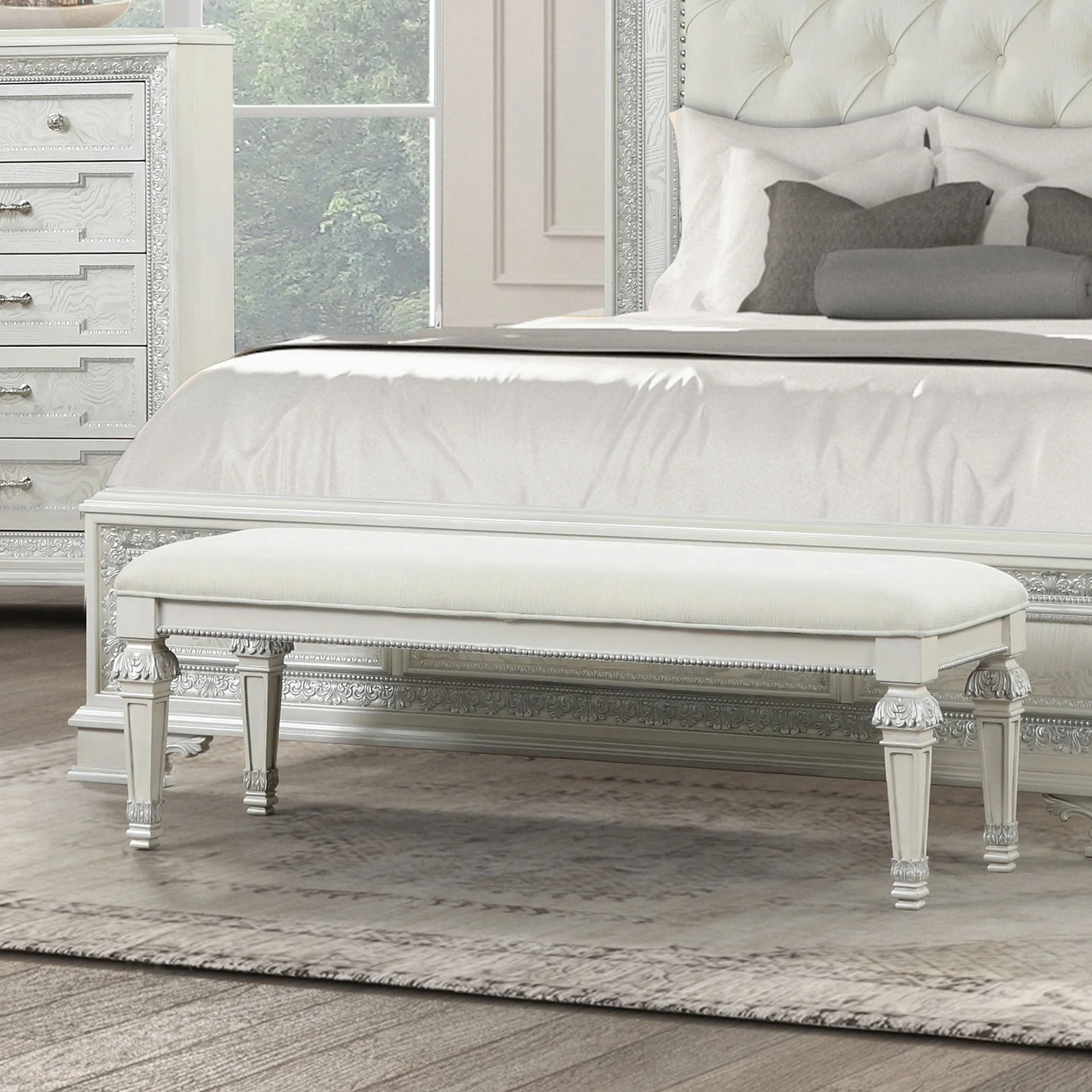 Stella Mia Creamy White Bench FM70000WH-BN