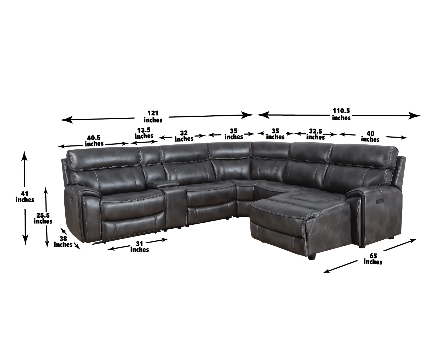 Steve Silver Provo 6-Piece Dual-Power Chaise Sectional - Image 7