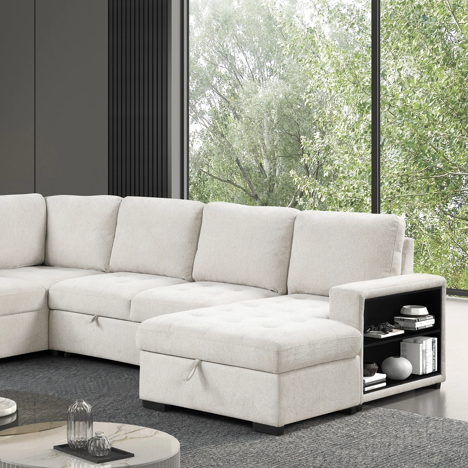 Stockwell Beige Sleeper Sectional - Image 3