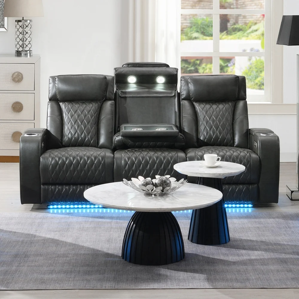 Taddeo Power Motion Gray Sofa & Loveseat - Image 4