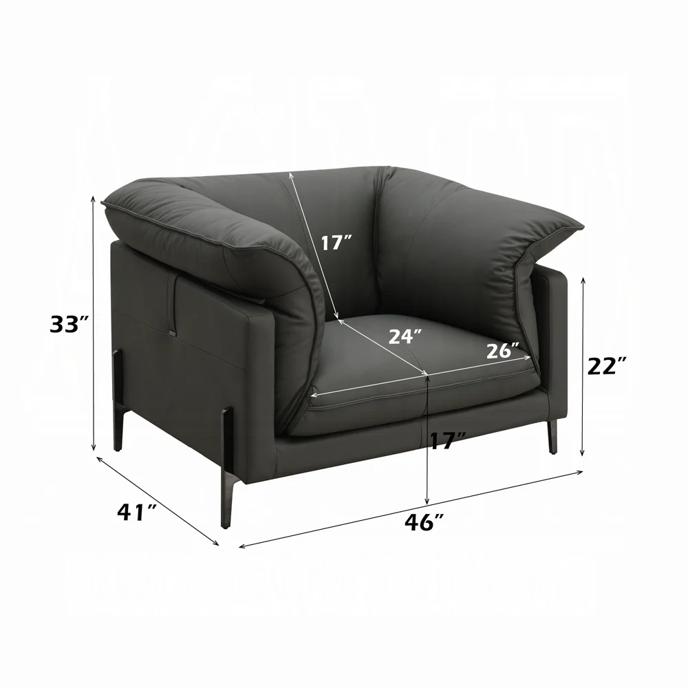 Tadi Gray Top Grain Leather Chair LV04512 - Image 6