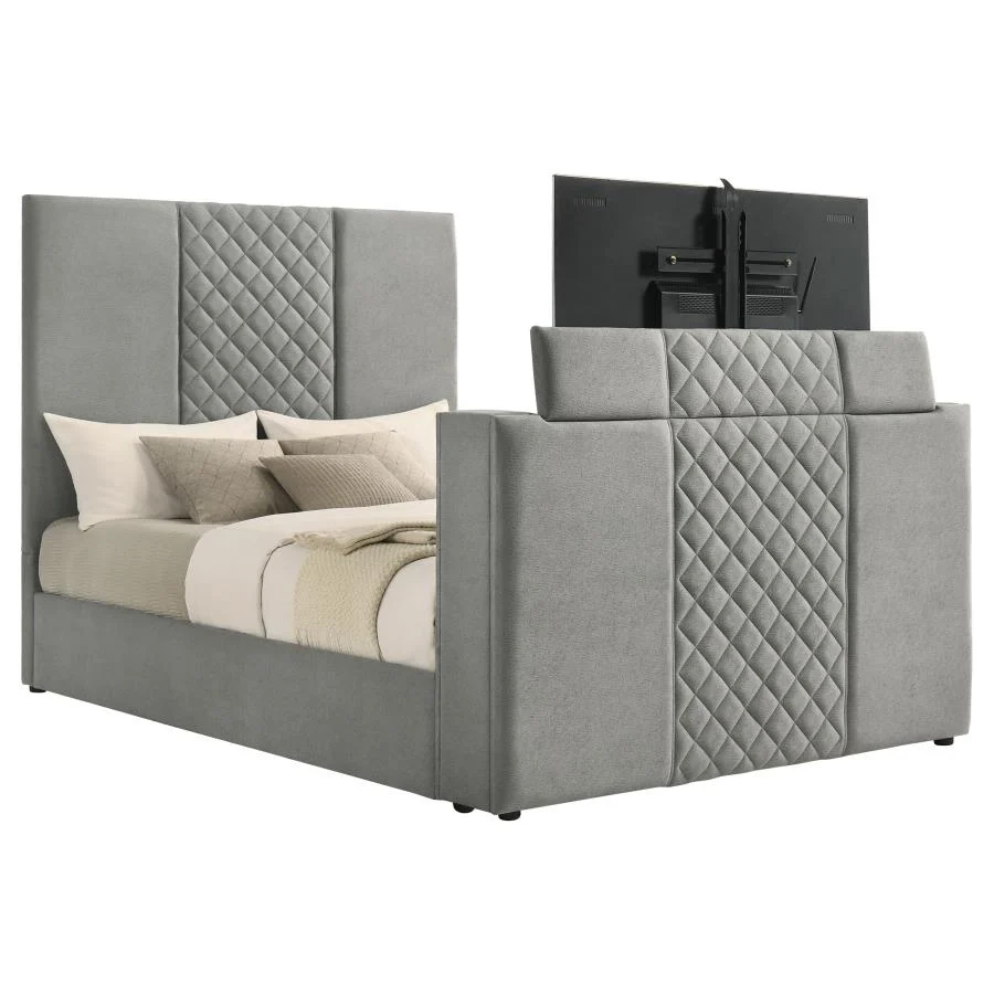 Tara King Gray Upholstered TV Bed - Image 5