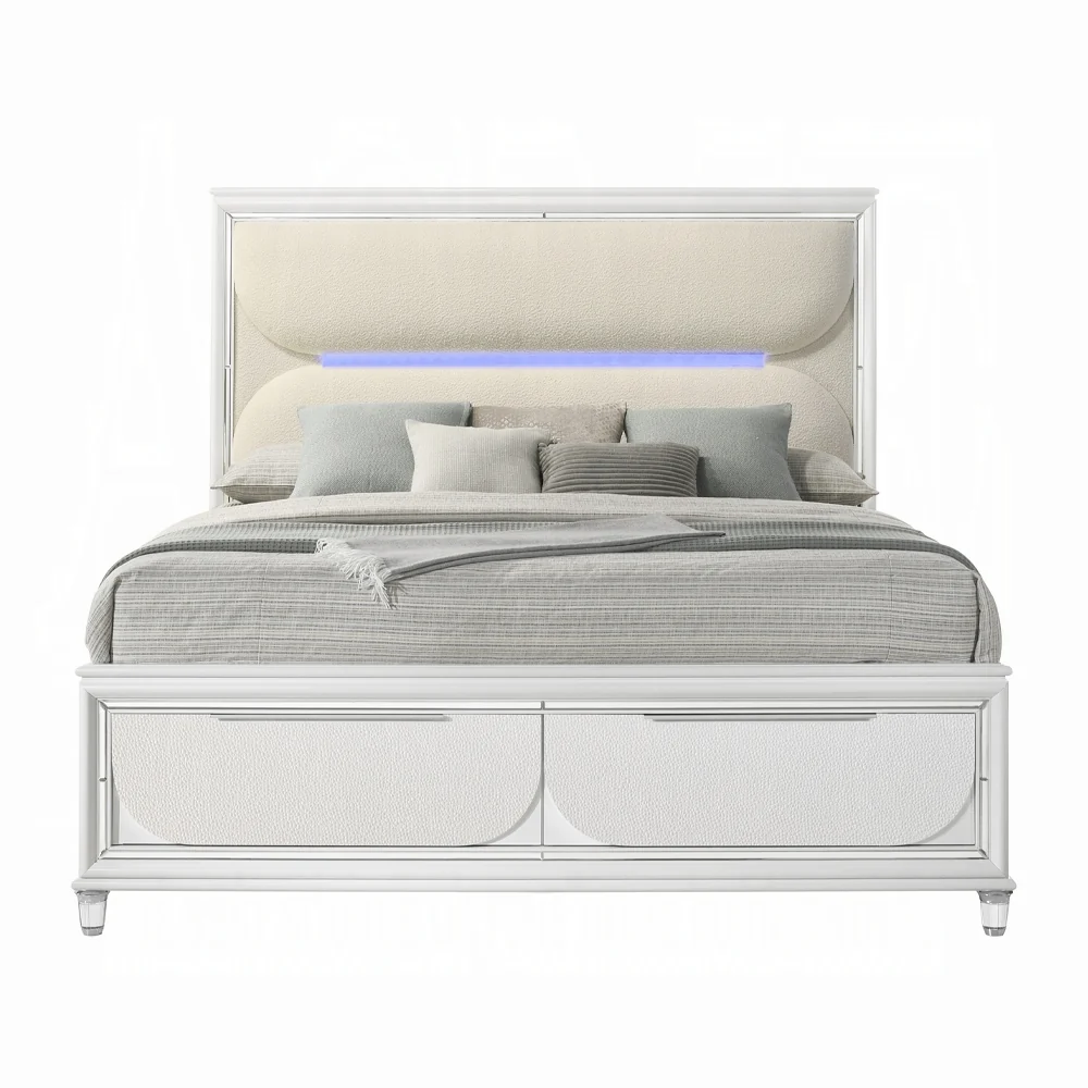 Tarian 4 Pc King Pearl White Bedroom Set - Image 4