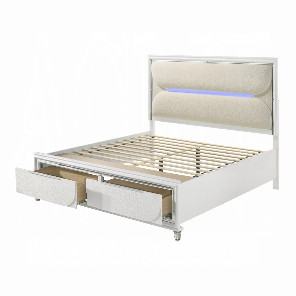 Tarian Boucle Bed & Pearl White Case Goods - Image 3