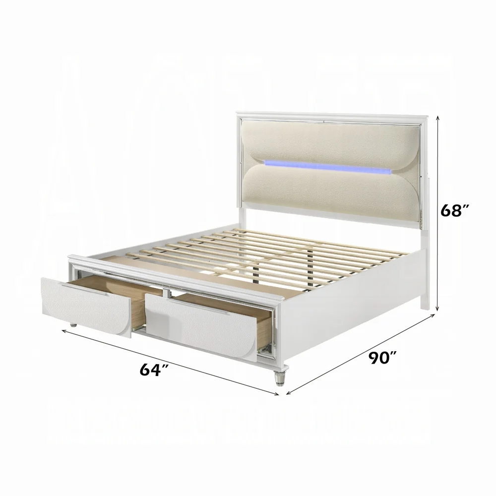 Tarian Boucle Bed & Pearl White Case Goods - Image 9