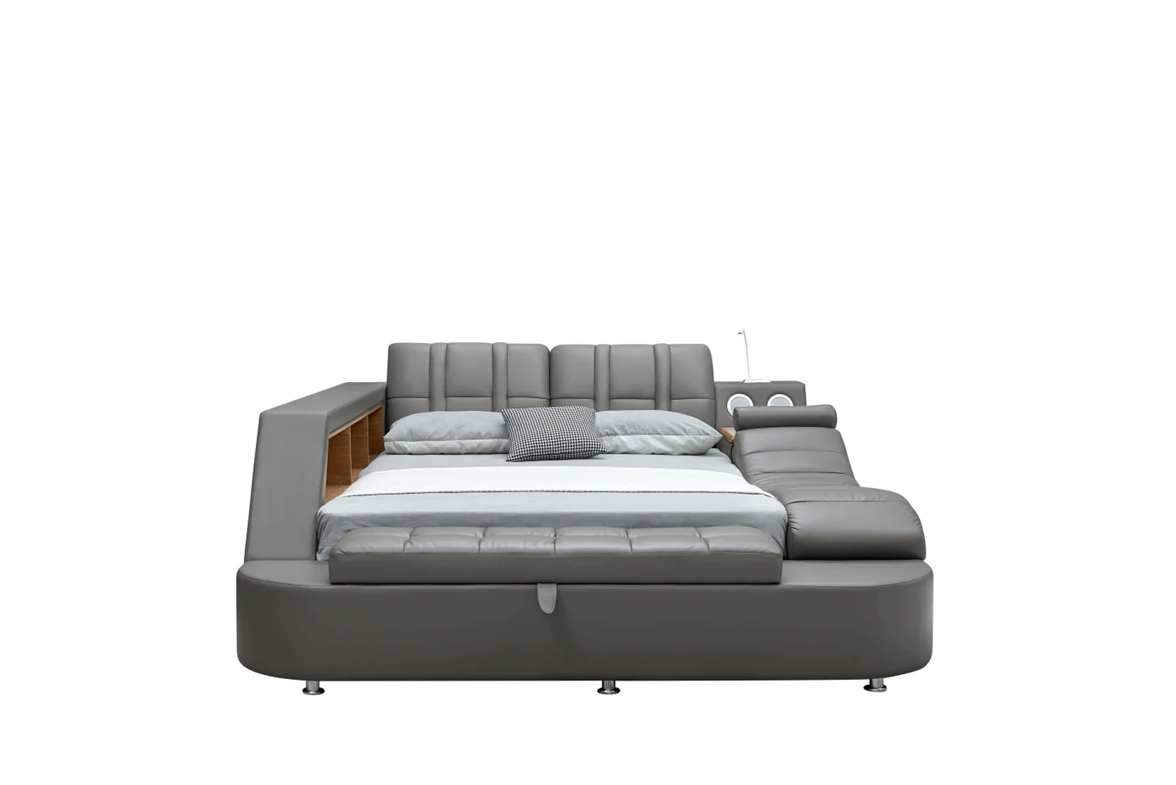 Tesla Grey Leather Eastern King Bed - Image 17
