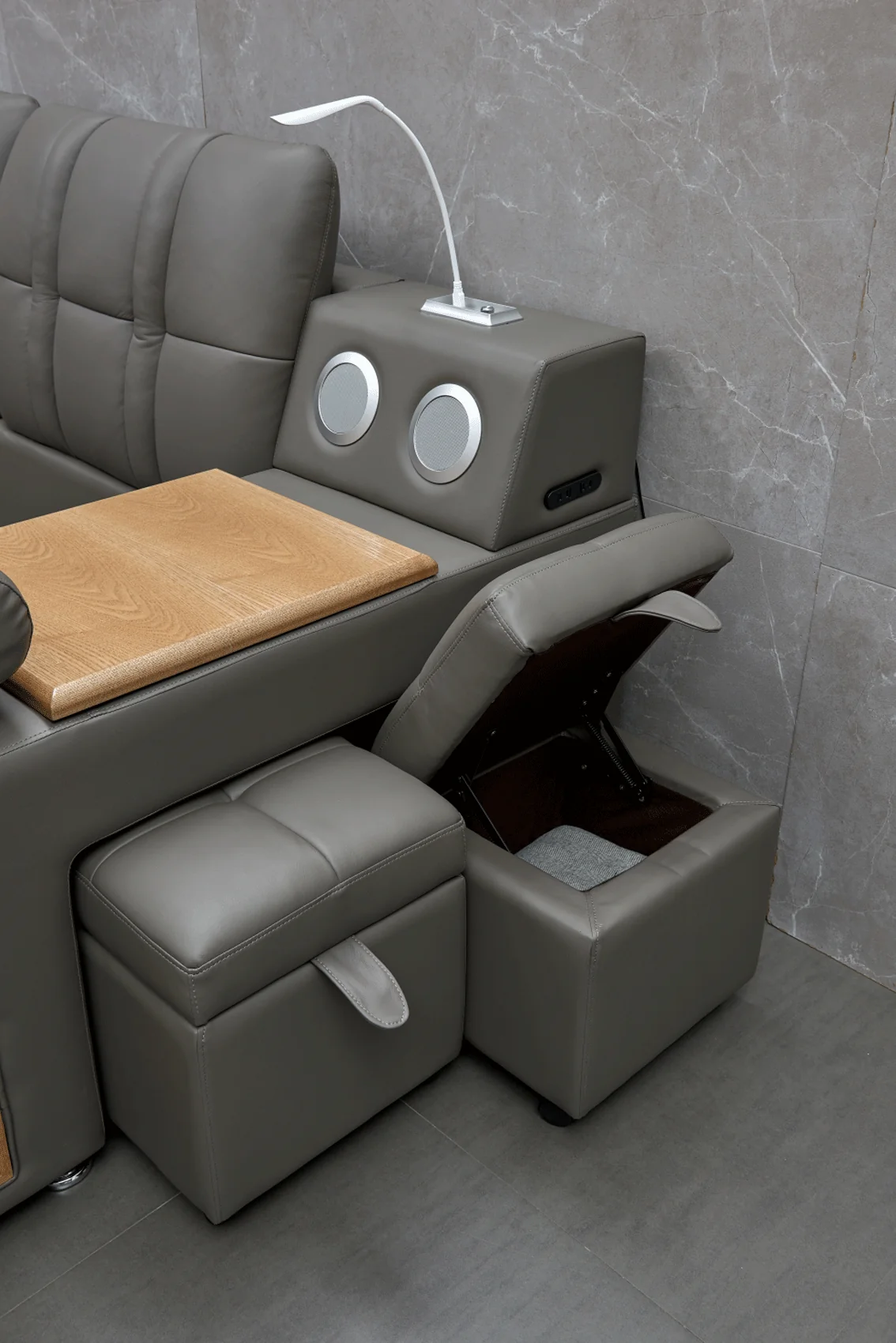 Tesla Grey Leather Eastern King Bed - Image 19