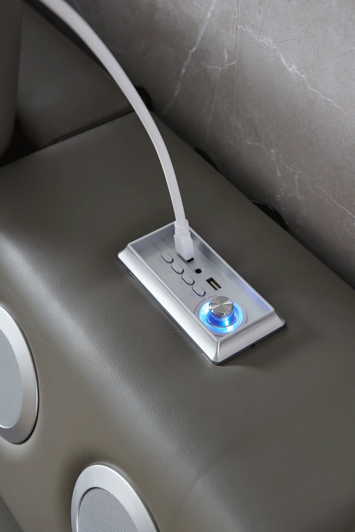 Tesla Grey Leather Eastern King Bed - Image 9