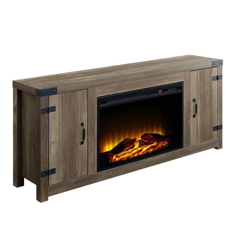 Tobias Fireplace TV Stand - Rustic Oak Finish - Image 3