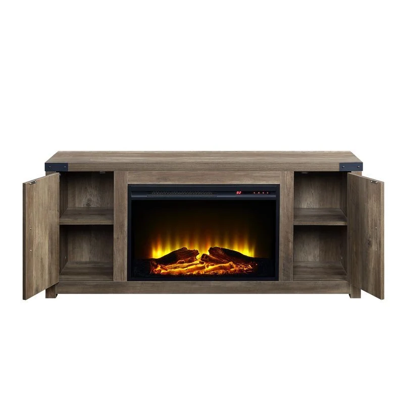 Tobias Fireplace TV Stand - Rustic Oak Finish - Image 4