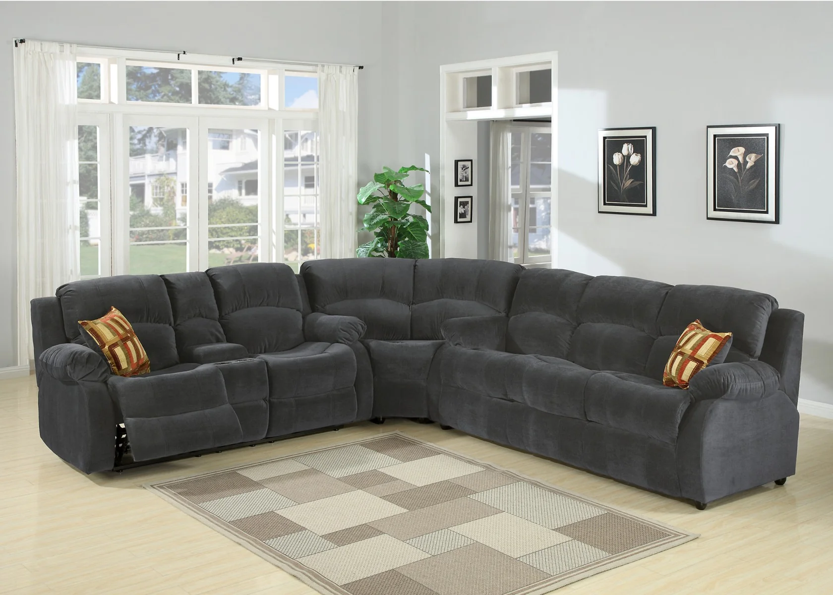 AC Pacific Tracey Sectional - Gray Microfiber