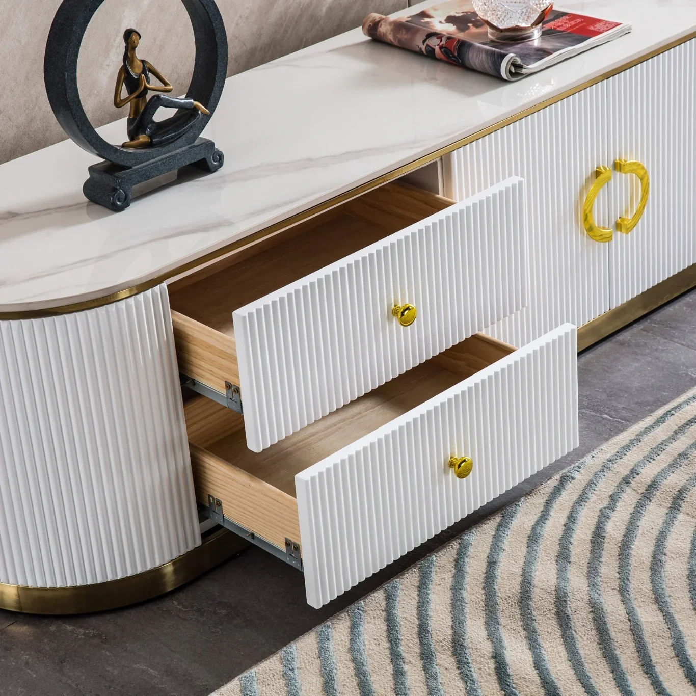 TV008 White Lacquer TV Stand by Artisan - Image 4