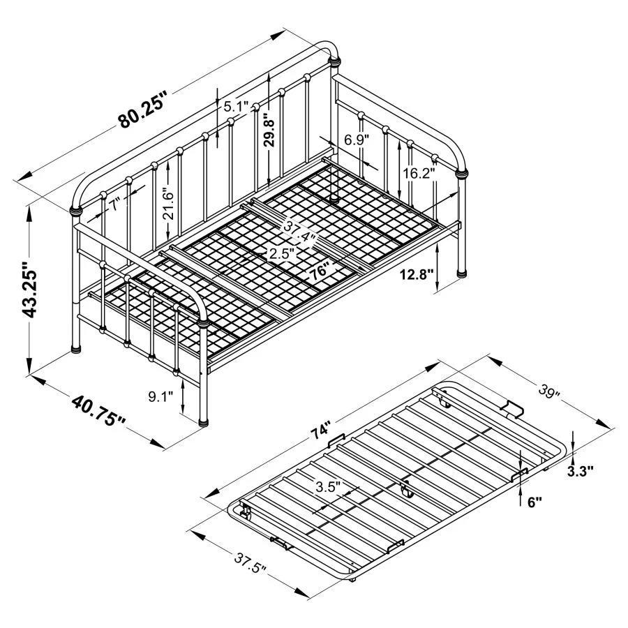 Livingston Twin Metal Daybed Dark Bronze - Image 3