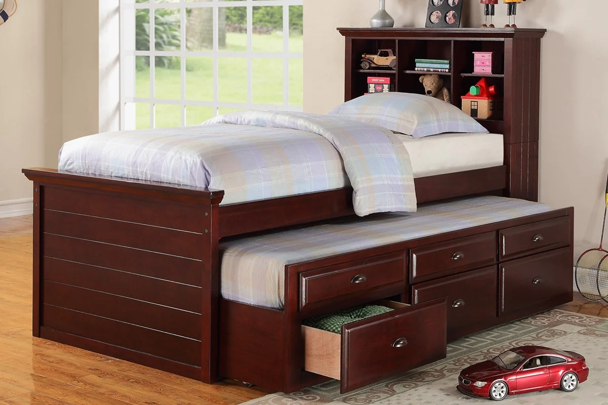 F9220 Twin Storage Bed w/Trundle - Cherry or Black