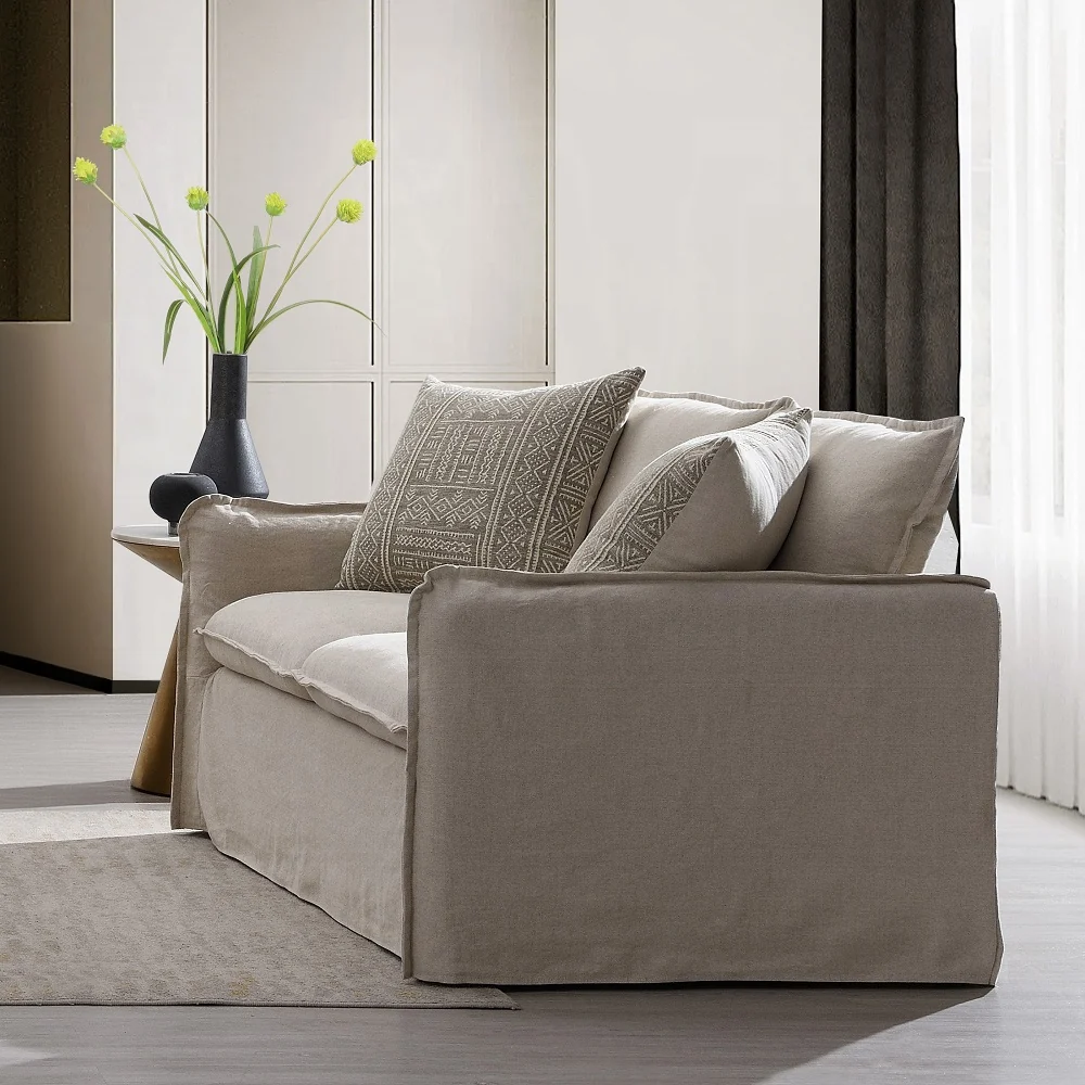 Upendo Beige Linen 2 Pc Living Room Set - Image 3