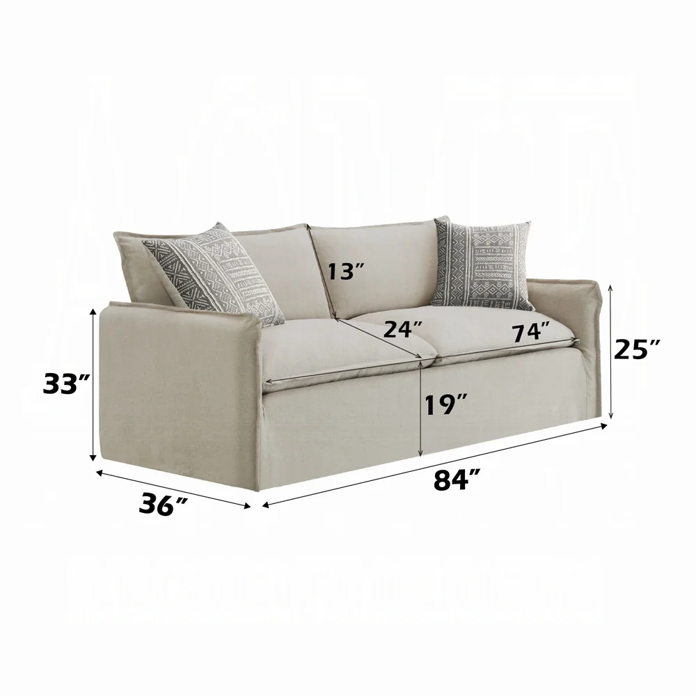 Upendo Beige Linen 2 Pc Living Room Set - Image 4