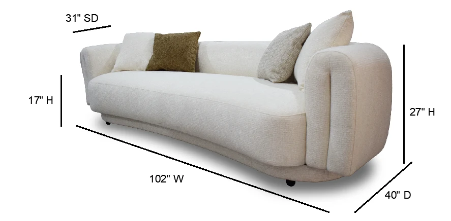 Valencia Curved Cream Sofa by Sharelle - Image 6