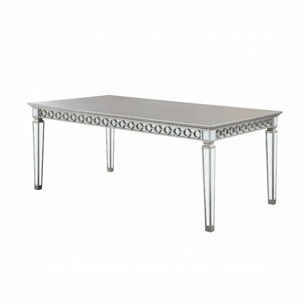 Varian Mirrored Platinum Finish Dining Set - Image 2