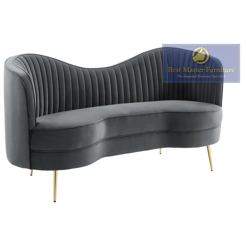 Velour Sofa Set HZ1925 w/Gold Legs - 2 Color Choices - Image 5