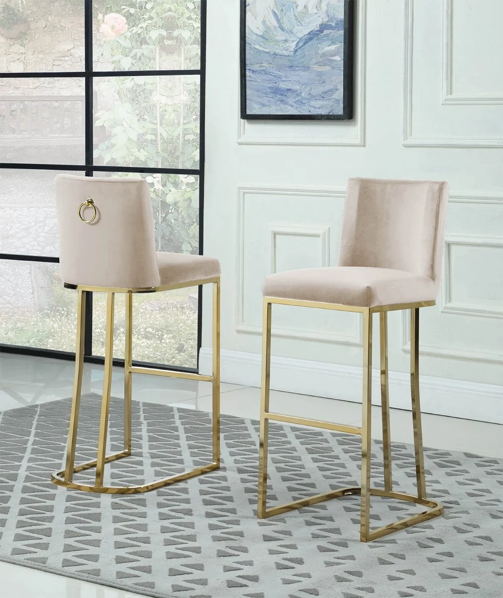 Velvet Upholstery Pub Height Bar Stool - 4 Colors - Image 8