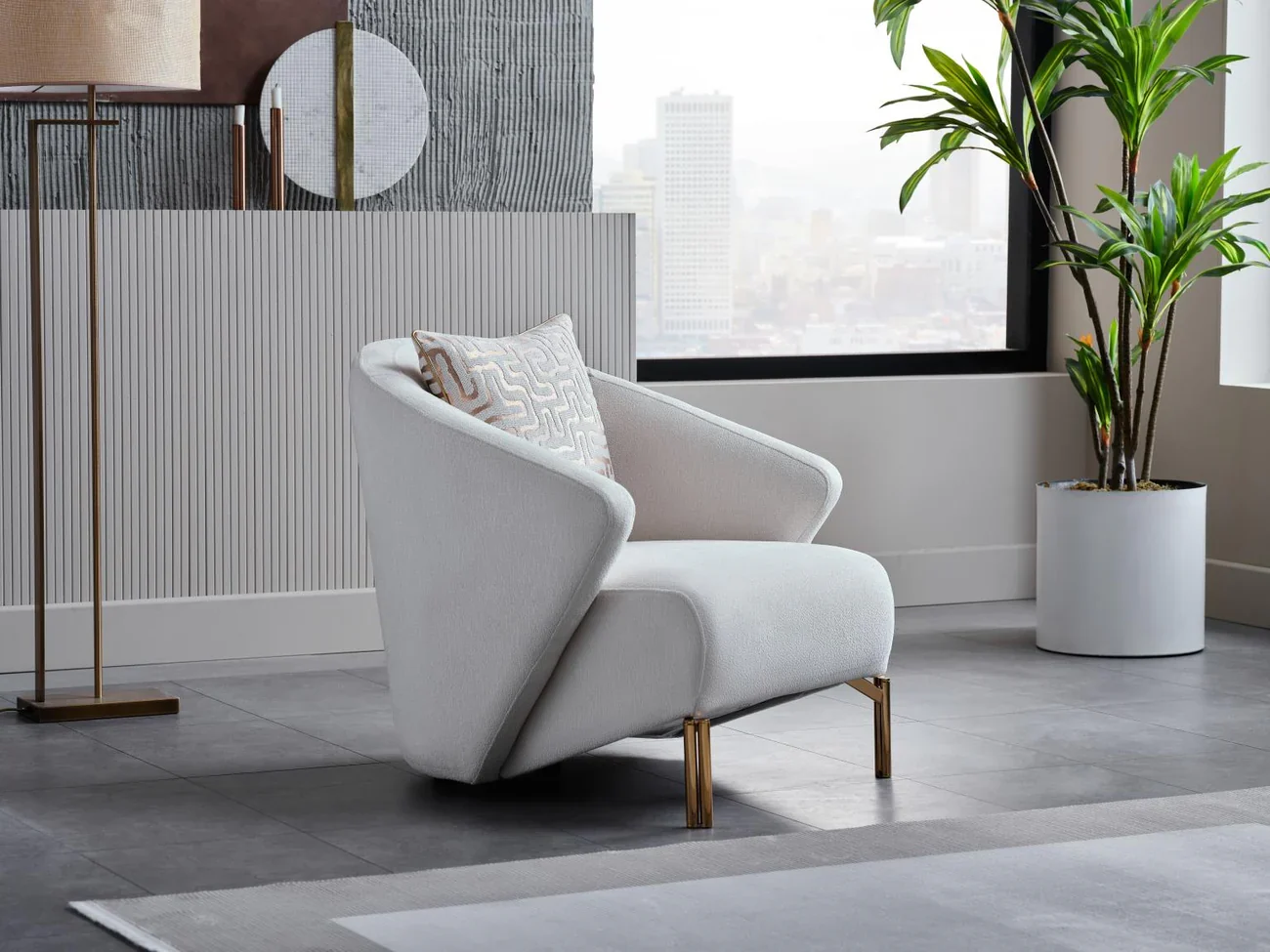 Veronica Warm Cream Accent Chair by Bellona