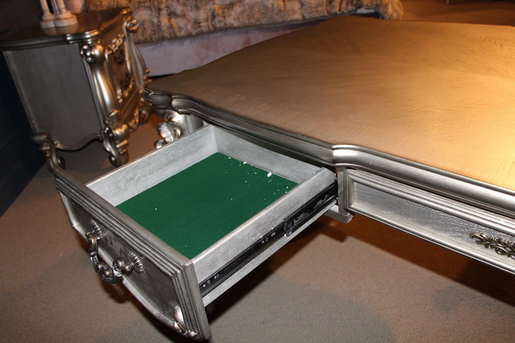 Versailles Executive Desk - Antique Platinum Finish - Image 2
