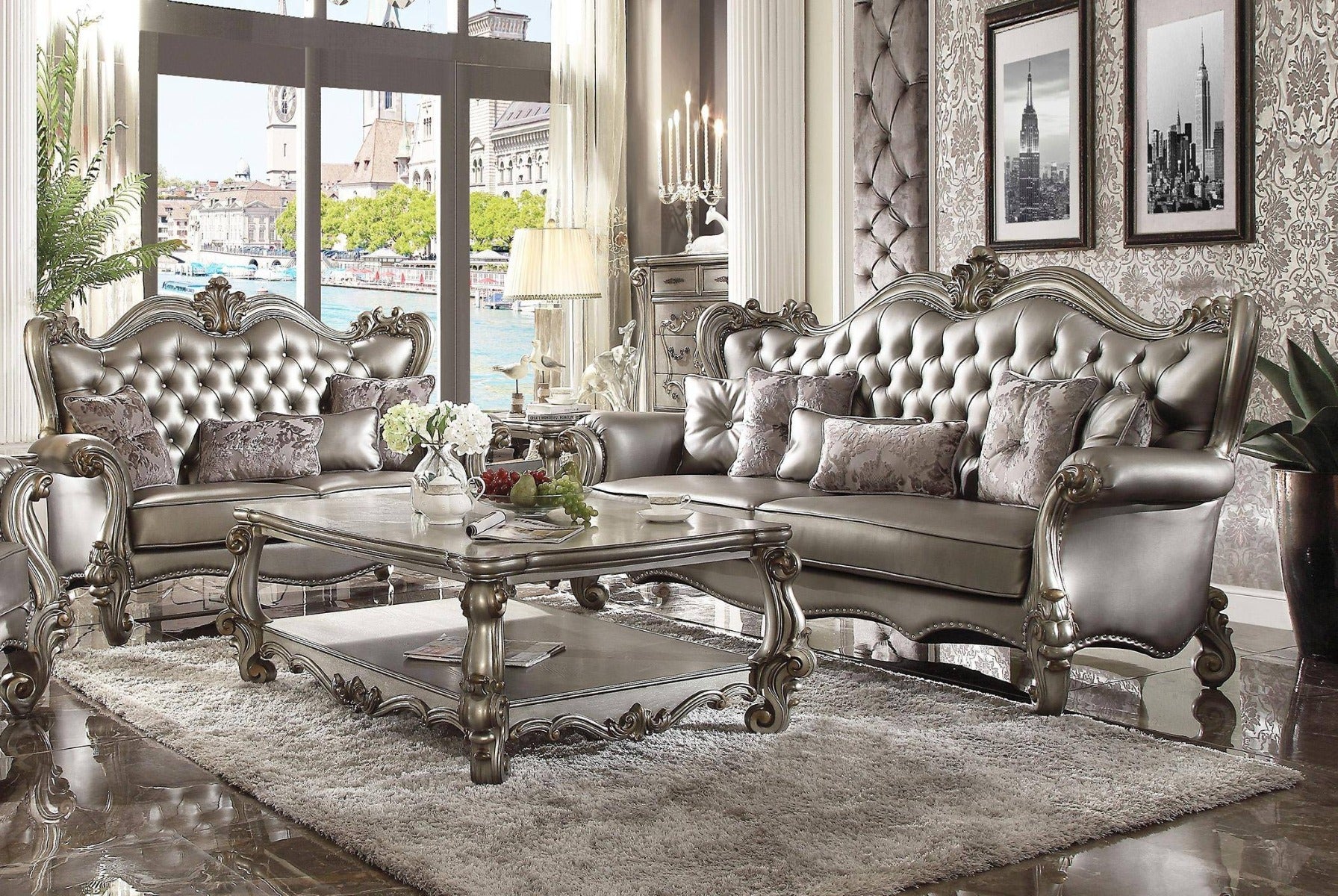 Acme 56820 Versailles Sofa Collection - Antique Platinum Finish - Image 4