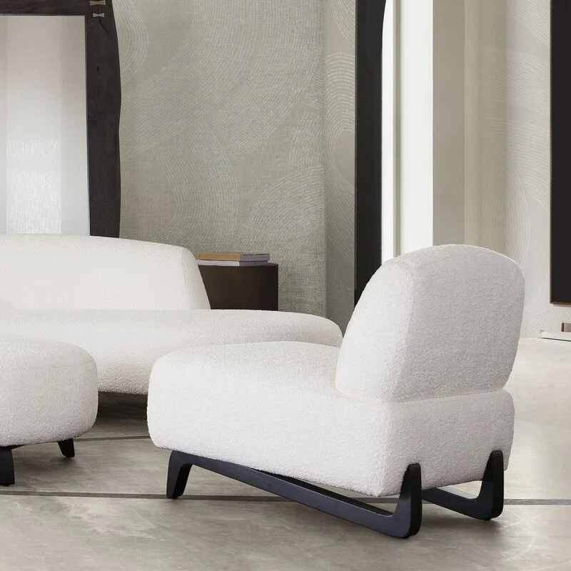 Vesper White Shearling Armless Chair