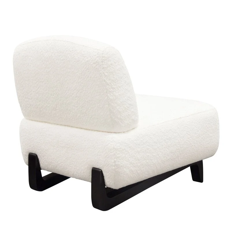 Vesper White Shearling Armless Chair - Image 5