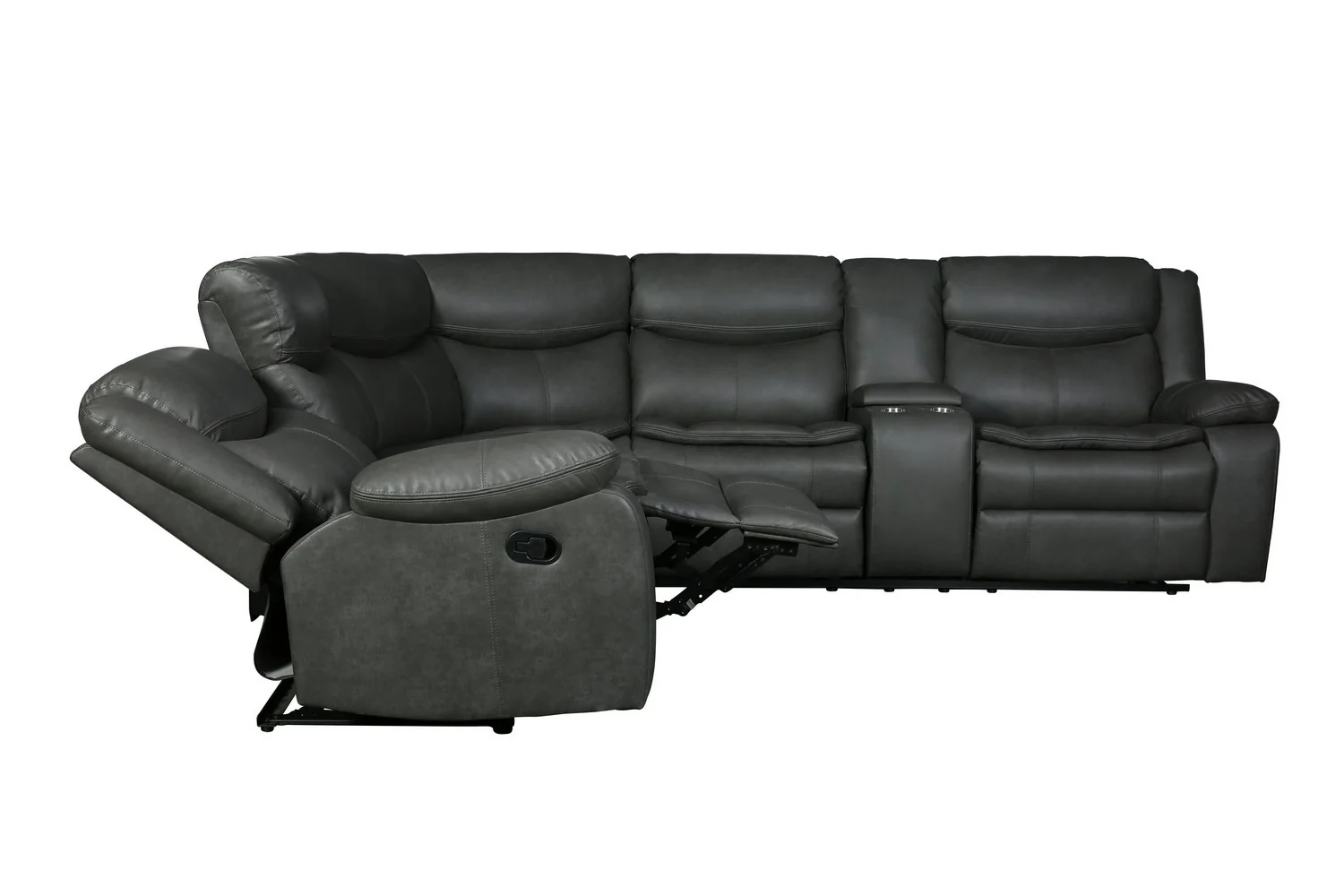 Global 6967 Vista Motion Sectional Leather Air - Gray or Brown - Image 4